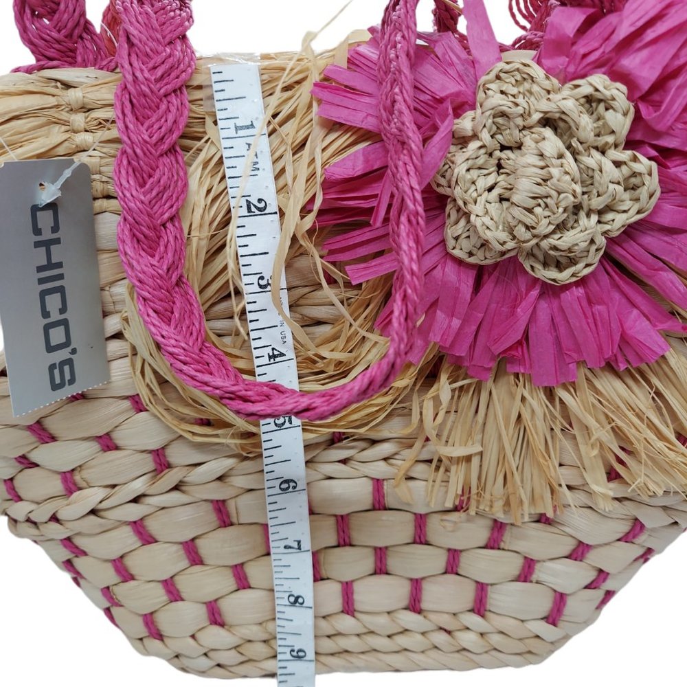 Chico's Straw with Pink Bag/Tote NWT - Picture 4 of 7